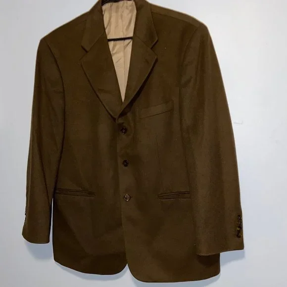 Vintage Bill Blass For Marshal Fields 100% Cashmere Mens Brown Blazer 42 Short - Picture 1 of 8